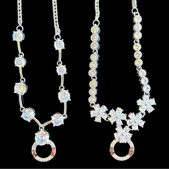 Silver Crystal Circle Necklace - Picture 1 of 8